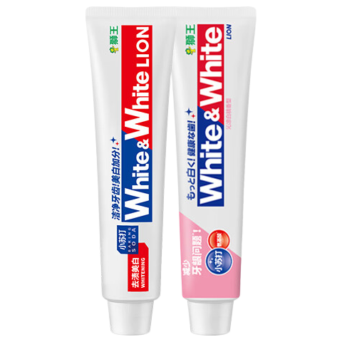 狮王（Lion）牙膏WHITE WHITE系列  狮王牙膏   含氟牙膏 (沁凉白桃+葡萄柚) 120g*2支 国产