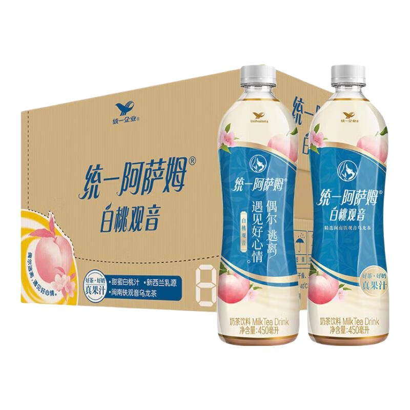 统一阿萨姆奶茶500ml*15饮料下午茶 休闲饮品 整箱装新老包装随机发   白桃观音 450mL*15瓶