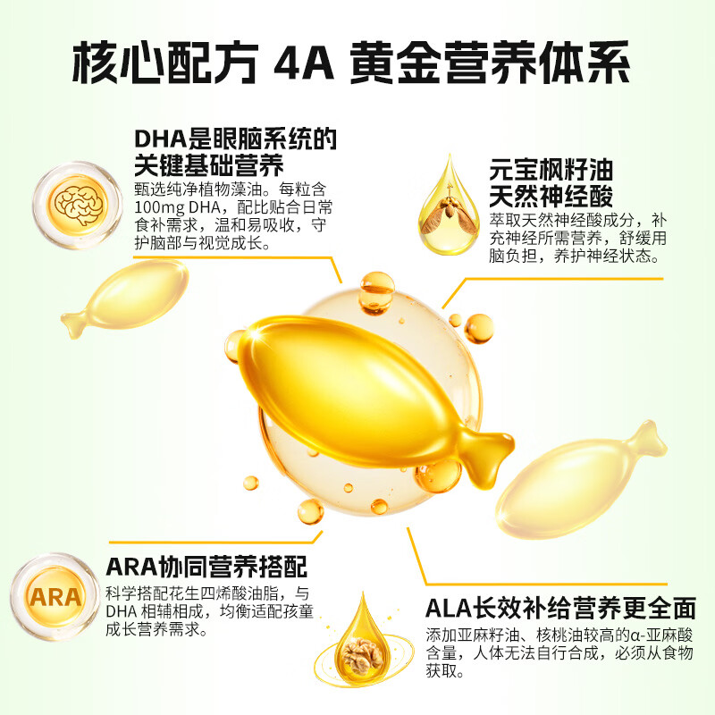 医维他DHA记忆力补青少年儿童学生增强藻油胶囊ARA藻油大脑神经酸