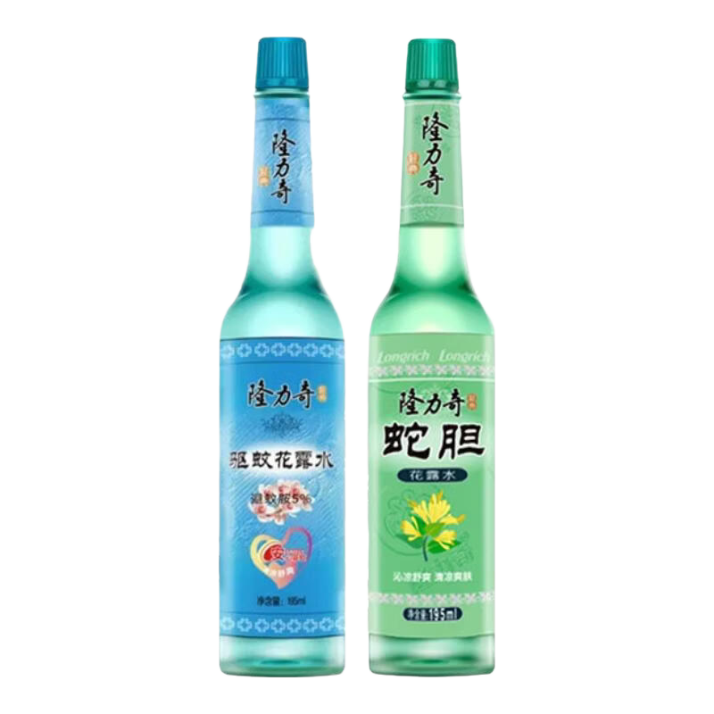 隆力奇驱蚊蛇胆花露水经典玻璃瓶蛇胆防痱清爽清香怡人沁凉舒爽夏季 【沁凉舒爽】蛇胆195ml*2瓶