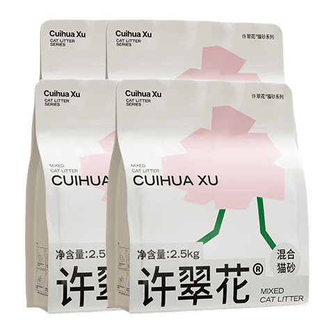 许翠花 植物混合猫砂 钠基矿不易粘底易结团强吸水 钠基矿混砂2.5kg*4包