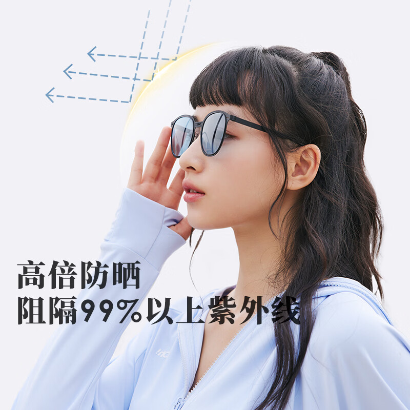 OhSunny金属折叠墨镜高级防晒太阳眼镜时尚偏光防紫外线 午夜黑