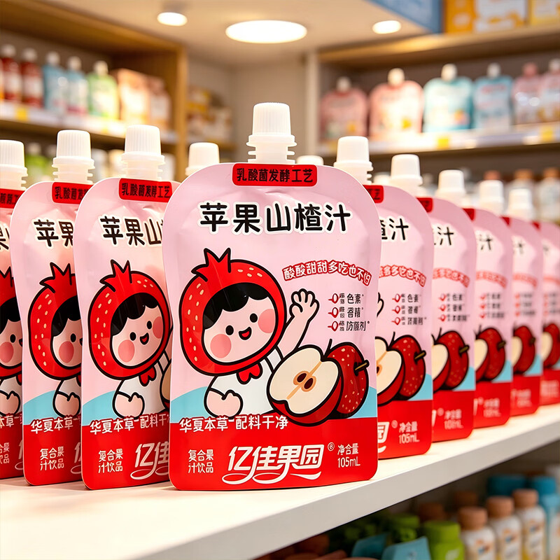 亿佳果园枇杷雪梨汁金银花柚子汁苹果山楂汁整箱儿童零食果汁饮料 苹果山楂汁105mL*13袋