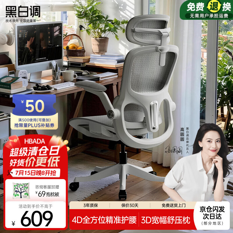 黑白调P2Pro二代人体工学椅电脑椅办公椅电竞椅子人工力学座椅4D腰托