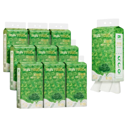 雨森（YUSEN）嘭嘭柔悬挂式纸巾实惠装卫生间壁挂式抽纸家用挂式餐巾纸抽 4层1100张*10提
