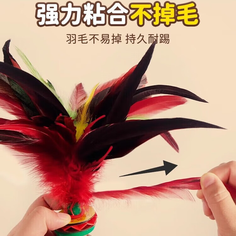 【甄选直发】毽子儿童小学生踢鸡毛键腱子毽球比赛运动专用成人幼 升级大公鸡毛毽【5只装】热销