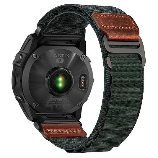 ENDUROBAND适用佳明飞耐时Garmin Fenix8/Fenix7S/Fenix6S/Fenix5S/Epix Pro/mk3i新款高山回环尼龙快拆表带 暗绿色 适用:佳明手表系列26mm专用接口
