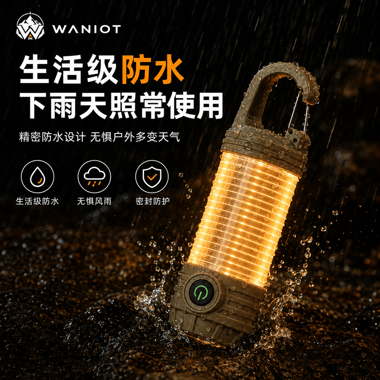 WANIOT驱蚊露营灯户外帐篷灯多功能手电筒可充电磁吸支架野营挂钩氛围灯 【标准款】二合一露营灯