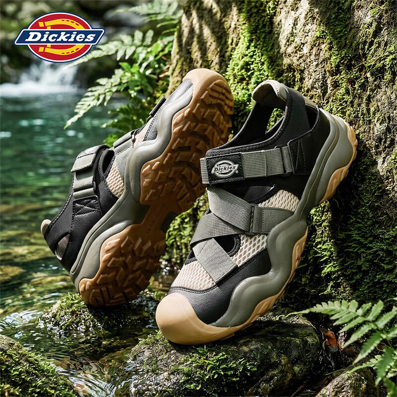 Dickies品牌男鞋2026夏季新款轻便防撞包头男凉鞋厚底缓震户外休闲潮鞋男 橄榄绿 44 44/270(2.5)