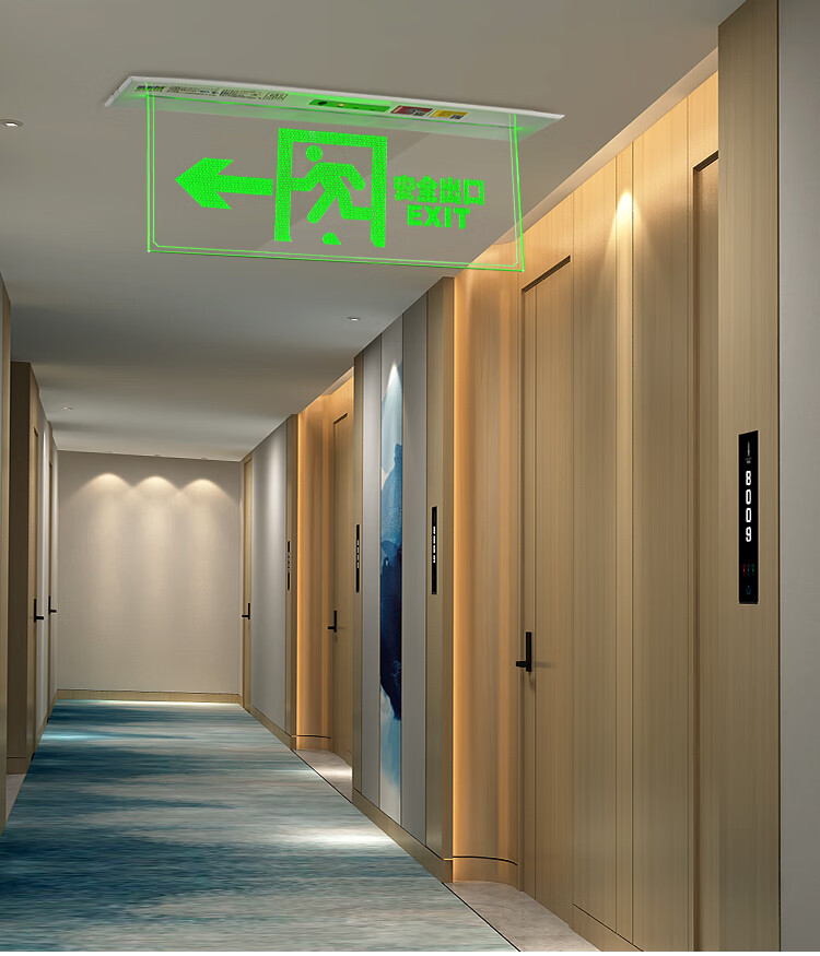 凯熙 嵌顶式疏散指示灯安全出口透明钢化玻璃吊牌消防应急吊装220v