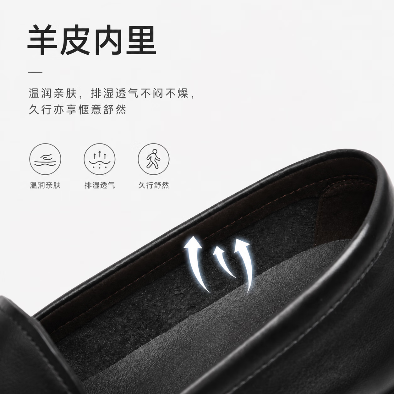 金利来(Goldlion)男鞋2026新款商务休闲皮鞋男士软皮软底轻便透气平跟豆豆鞋驾车鞋 黑色 43