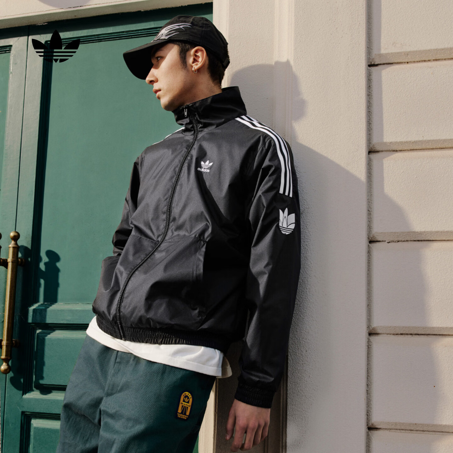 adidas宽松日常舒适运动夹克外套男女春季新款阿迪达斯官方三叶草   黑色（推荐选大一码)   XL