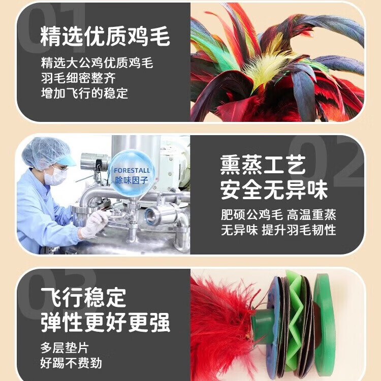 【甄选直发】毽子儿童小学生踢鸡毛键腱子毽球比赛运动专用成人幼 升级大公鸡毛毽【5只装】热销