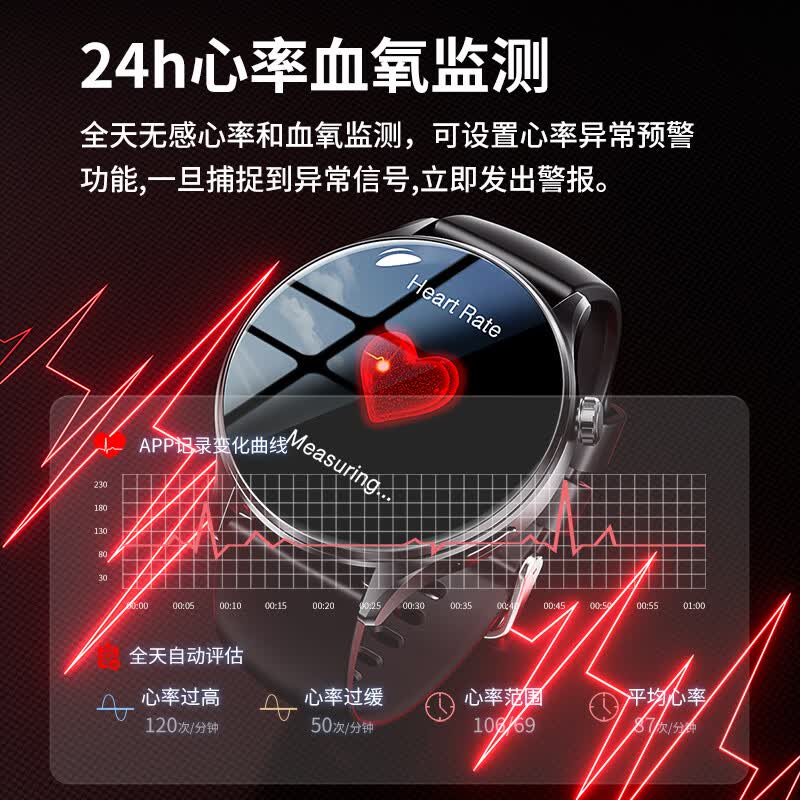 QIYEAH智能手表2026新款多功能心率监测跑步运动配速防水消息提醒蓝牙电话续航支付手环男女送礼物watch 高贵黑 高硬度合金+健康监测+双支付功能