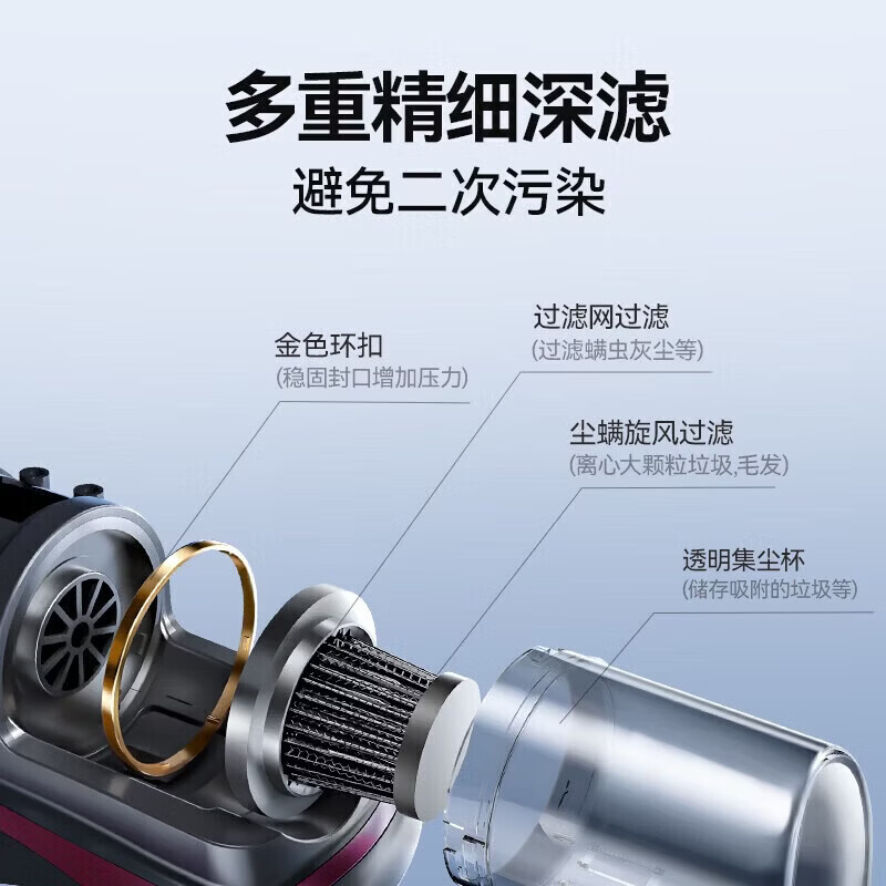 RASW【德国】除螨仪家用除螨杀菌床上用高温杀菌热烘除湿紫外线除螨双震拍打无线吸尘器三合一静音大吸 香槟金【8000pa大吸力 强劲除螨吸尘】 紫光除螨 高速拍打 双倍吸力