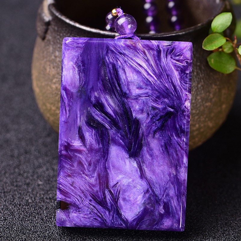 依岚紫龙晶无事牌吊坠水晶平安扣项链男女饰品龙年本命年礼物