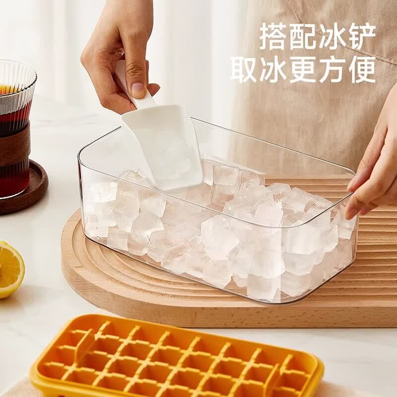 米卡博冻冰块模具家用冰球制冰盒食品级球形冰格雪糕棒冰棍硅胶储冰神器 按压制冰格套装绿色双层56格 拍一发三【送储冰盒冰铲】