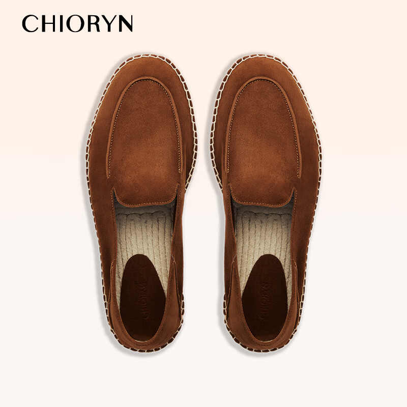 CHIORYN【翻毛小羊皮】青润渔夫鞋男透气一脚蹬乐福鞋软底豆豆鞋 金棕色H0501-1 38  同运动鞋39码数