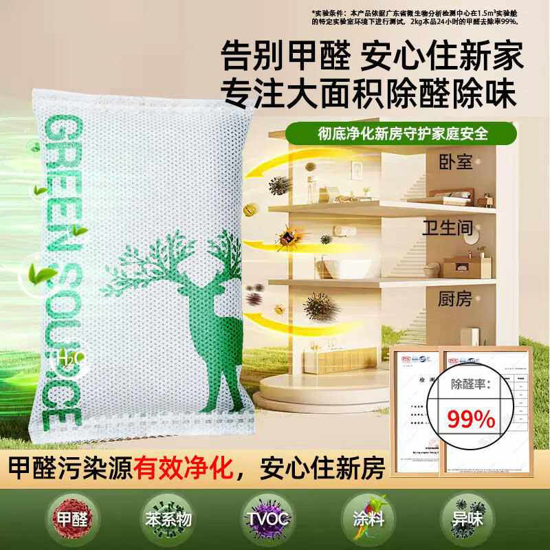 绿之源Mn25高碘值强效活性炭除甲醛车内异味净化去味剂神器空气治理专享 蓝金款金碳号丨1箱21包 100g 21袋