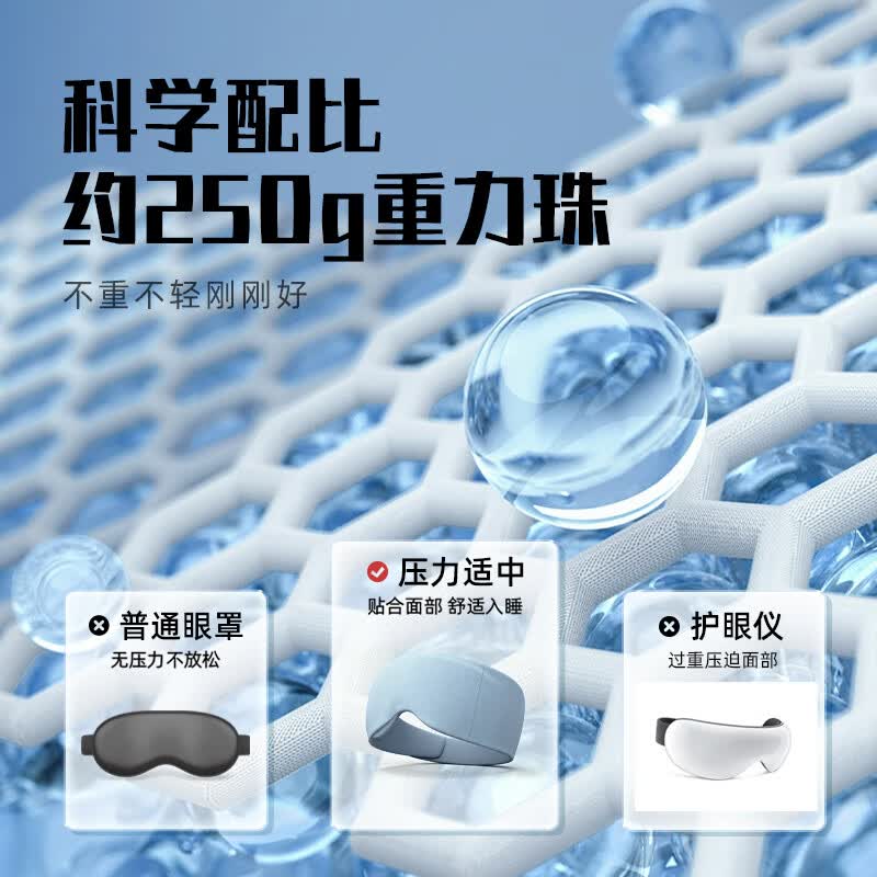 【3秒入睡】重力睡眠眼罩遮光午睡觉专用男女士护眼睡眠神器冰丝 【星辰灰】重力凝珠-亲肤0压感 加宽双面绒【亲肤0压感】