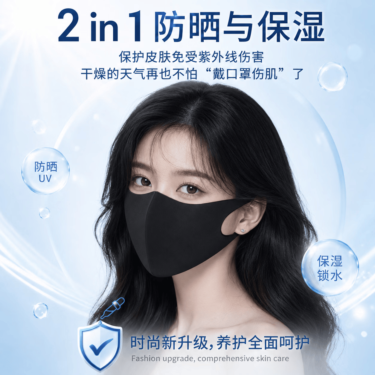 LUCYLEE美国过敏性鼻炎专用口罩防晒防花粉尘紫外线高颜值男女士舒适透气 2只装【暗黑色】独立包装-鼻子舒服不敏感