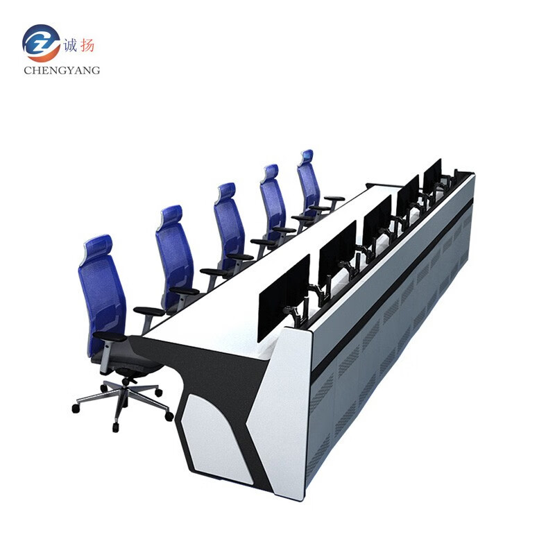 控制台监控操作台指挥中心调度台烤漆定制三联机柜豪华安防监视台电视