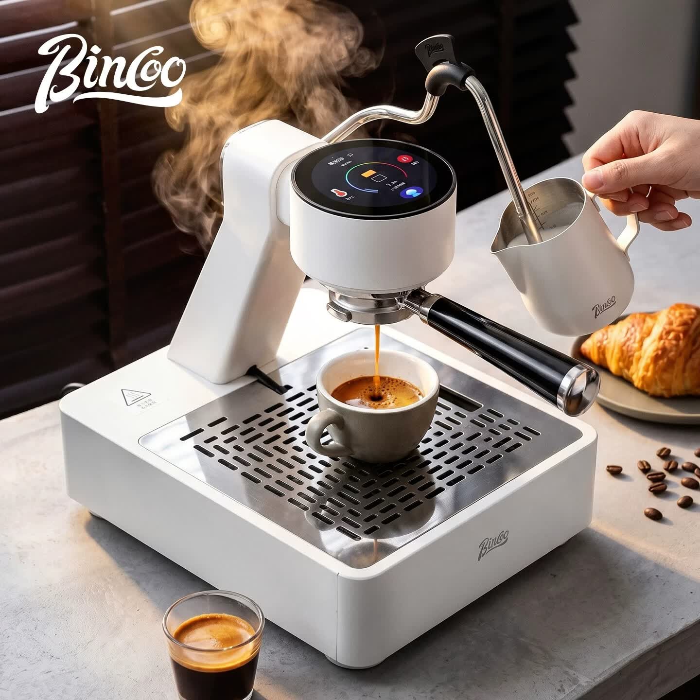 BincooS2Pro开拓者意式半自动咖啡机冷热双萃家用小型触屏咖啡机 极夜黑-S2 Pro 开拓者咖啡机