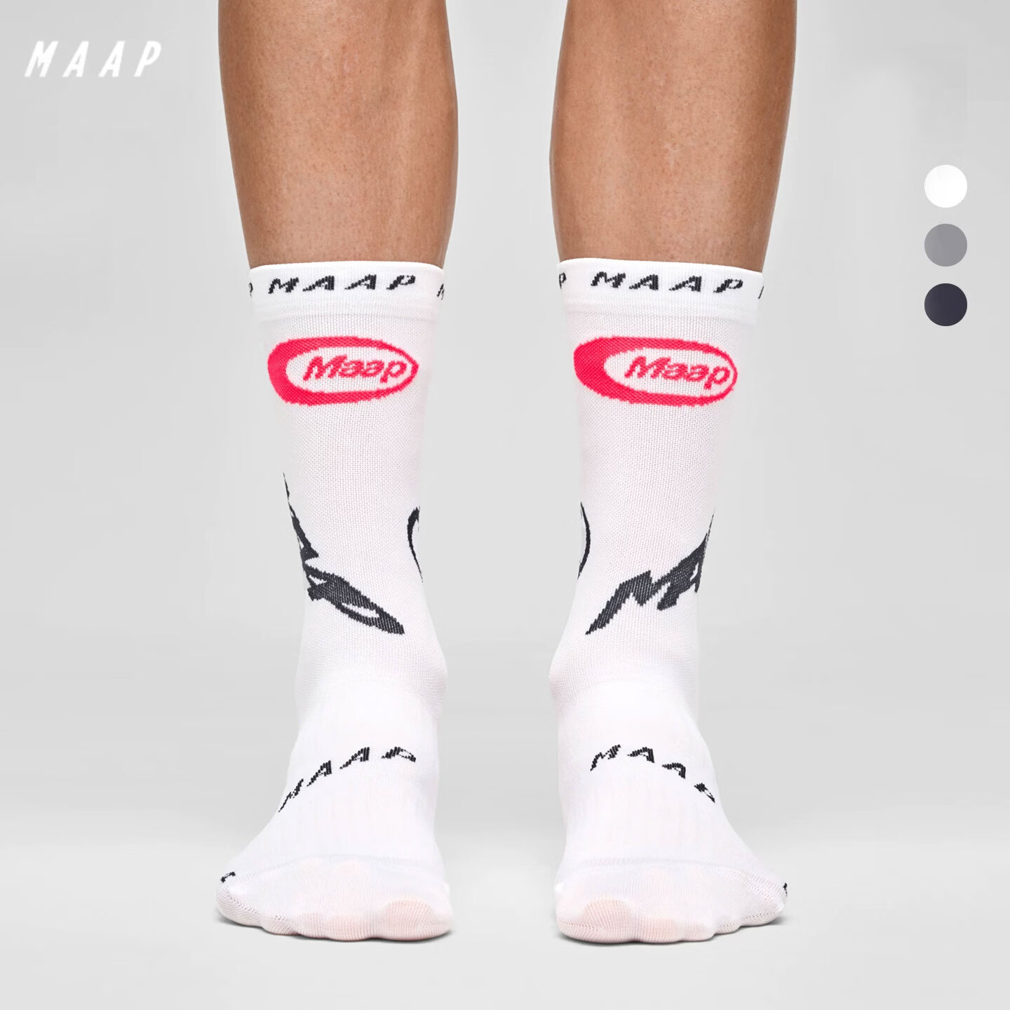 MAAP【新品】Spectrum  骑行袜男女同款运动袜长袜筒抗菌防臭排汗 白色 S/M