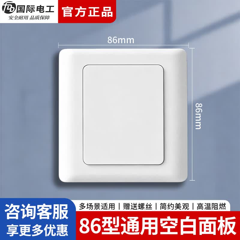 国际电工（FDD）86型空白面板带孔二合一背景墙暗盒堵洞挡板家装工程装饰遮挡盖板 1只装【配螺丝】86型空白盖板