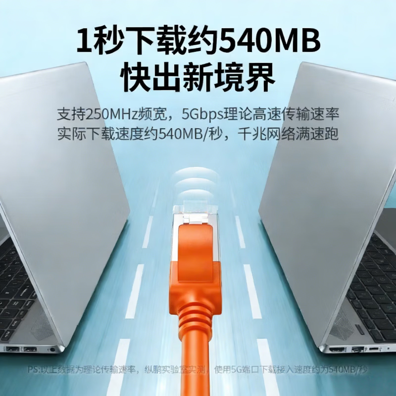 纵鹏网线超六类千兆高速带水晶头商用家用工程用国标电脑宽带路由器监控连接线网络跳线 橙色 3米