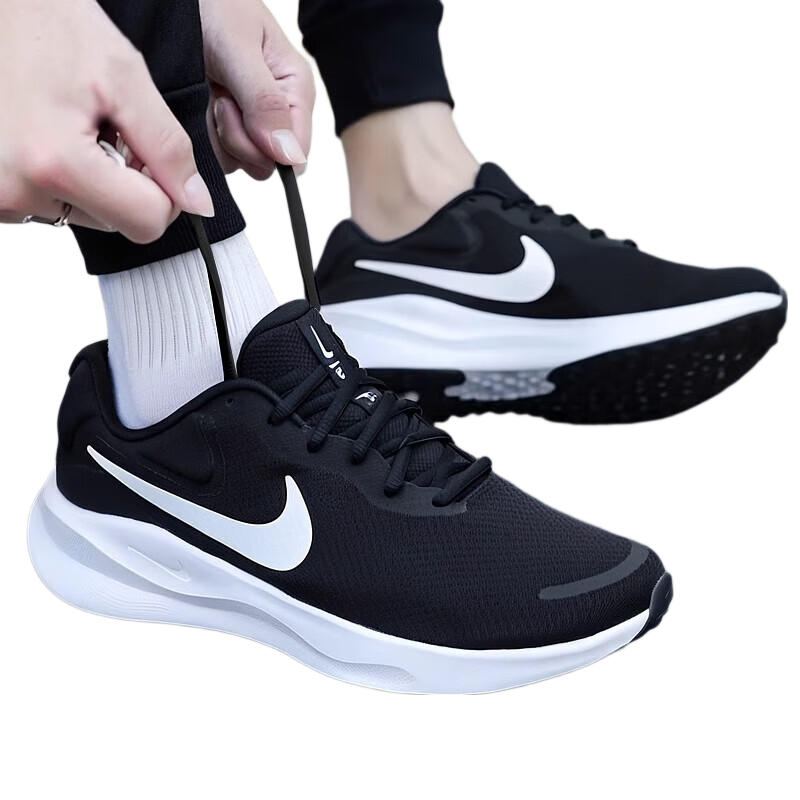 耐克（NIKE）男鞋 2026夏季新款REVOLUTION革命跑步鞋缓震运动鞋休闲鞋 001革命七系列/经典黑白 42