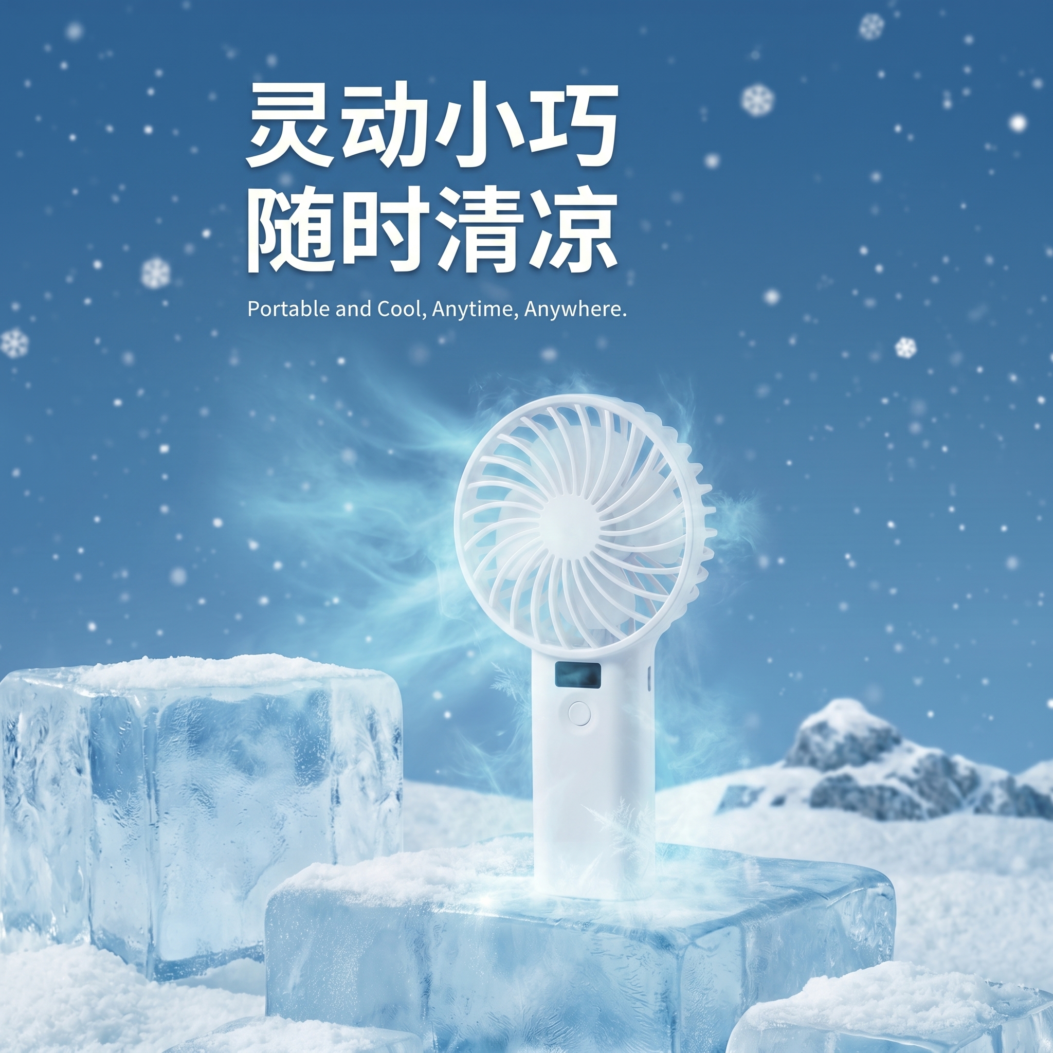 贝努奇手持小风扇2026新款迷你大风力制冷超长续航静音USB充电桌面宿舍便携学生家用办公室 莹白色 3000毫安