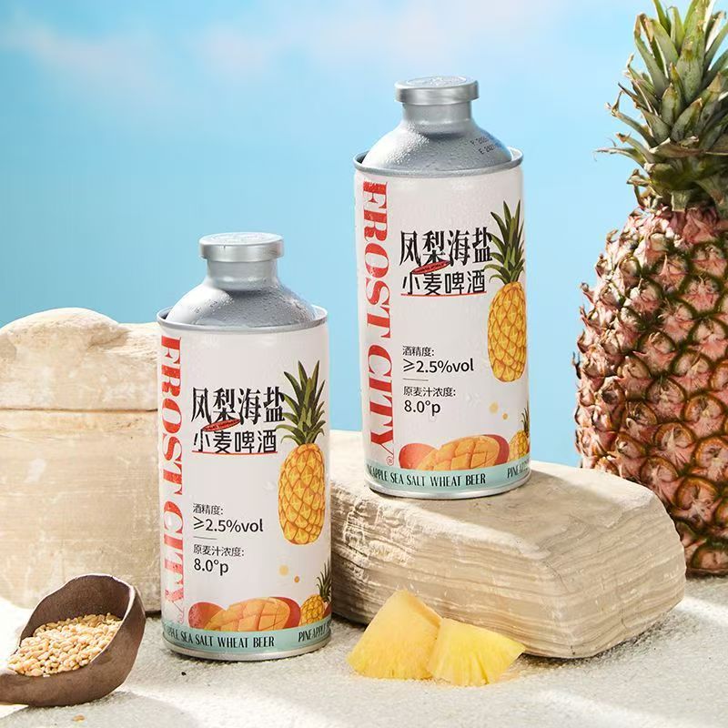 霜城黄皮子芭乐柠檬奶皮子凤梨多口味果啤精酿啤酒 女士低度微醺白啤 凤梨海盐 750mL 6瓶 整箱装 送2个方杯