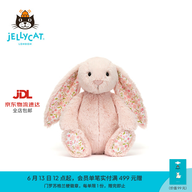 Jellycat花布邦尼兔动物毛绒玩偶兔子玩偶儿童娃娃送礼生日礼物 彻蕊（胭脂粉色） Medium