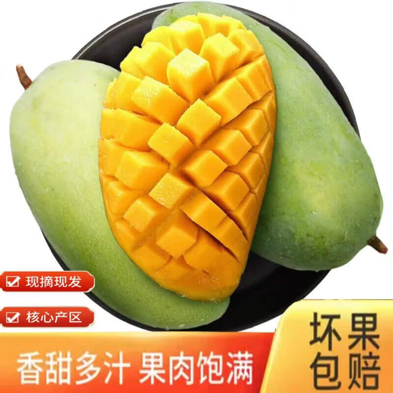 泰汇吃金煌芒新鲜现摘芒果当季青黄皮大青水果整箱热带青皮芒 整9.5-10斤商超品质单果200-300g净9斤