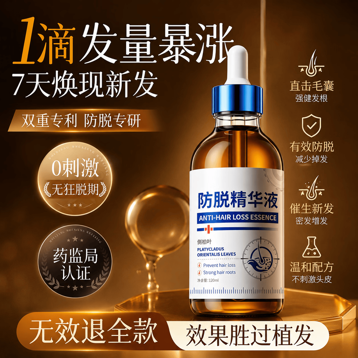 DR.JRAIOS瑞士品牌防脱育发液护固发头发生长发剂激活毛囊增密发头皮精华液 【药房热销同款】重度脱发止脱精华液 120ml*1支