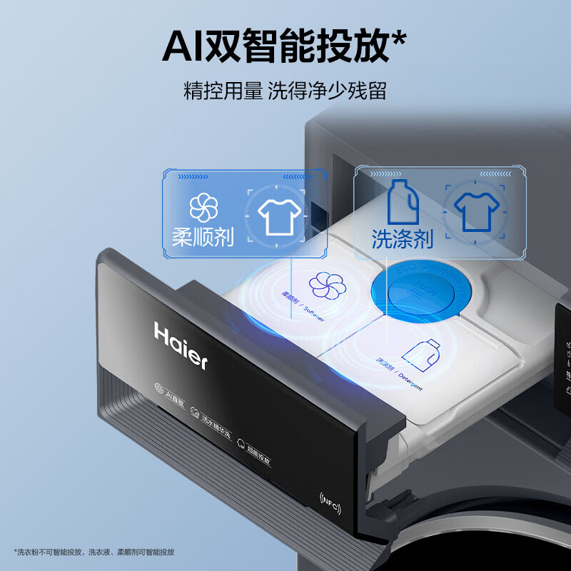 海尔(Haier)云溪4.0pro全自动滚筒洗衣机10KG单洗 家用超薄大容量 直驱精华洗 一级能效 7KJ3U1 家电换新补贴