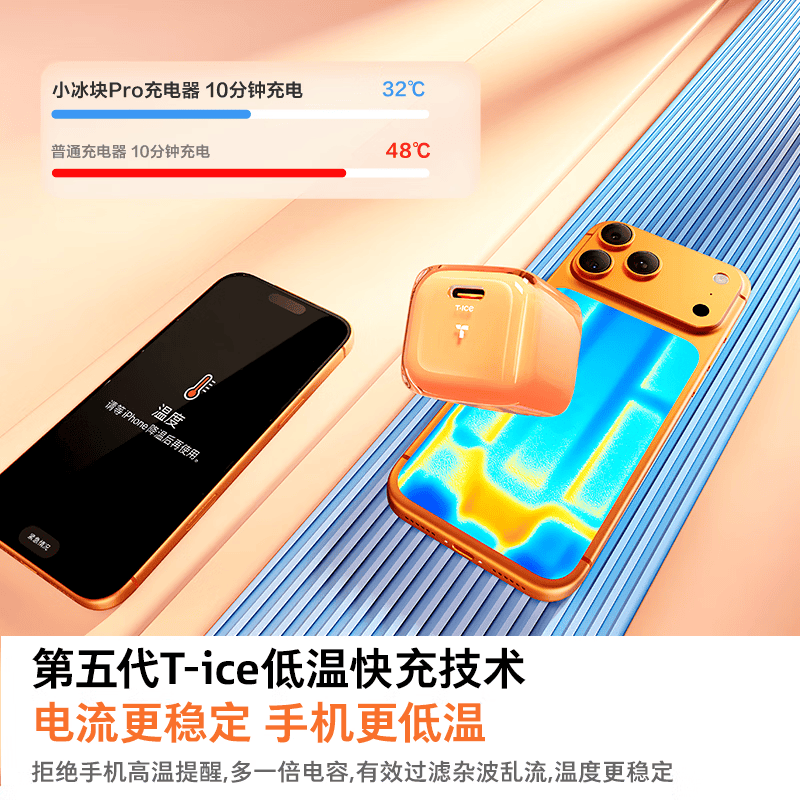 图拉斯小冰块Pro【低温更护机】苹果充电器iphone17充电头35W套装氮化镓16/15/13插头线 【沙漠金】35W单头 | 智能调节功率 苹果专属丨旗舰正品丨低温更护机