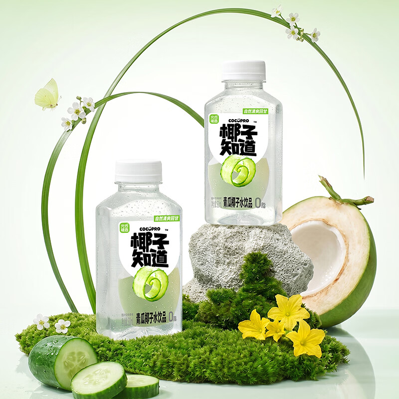 椰子知道椰子水风味饮料天然快补水电解质水果汁饮料原浆310ml整箱椰子汁 青瓜椰子水饮料310ml*8