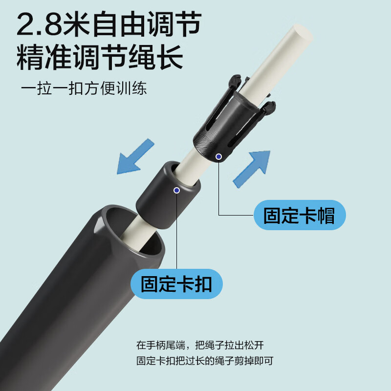 安踏(ANTA)竞速跳绳防滑硅胶手柄学生中考体育考试比赛运动专业训练初中生 白灰【2.8m/运动减肥专用】
