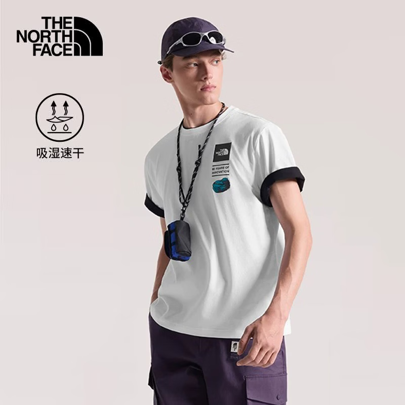 北面（The North Face）26春夏新款短袖T恤男户外运动休闲吸湿透气圆领速干印花t恤8GX9 FN4 L