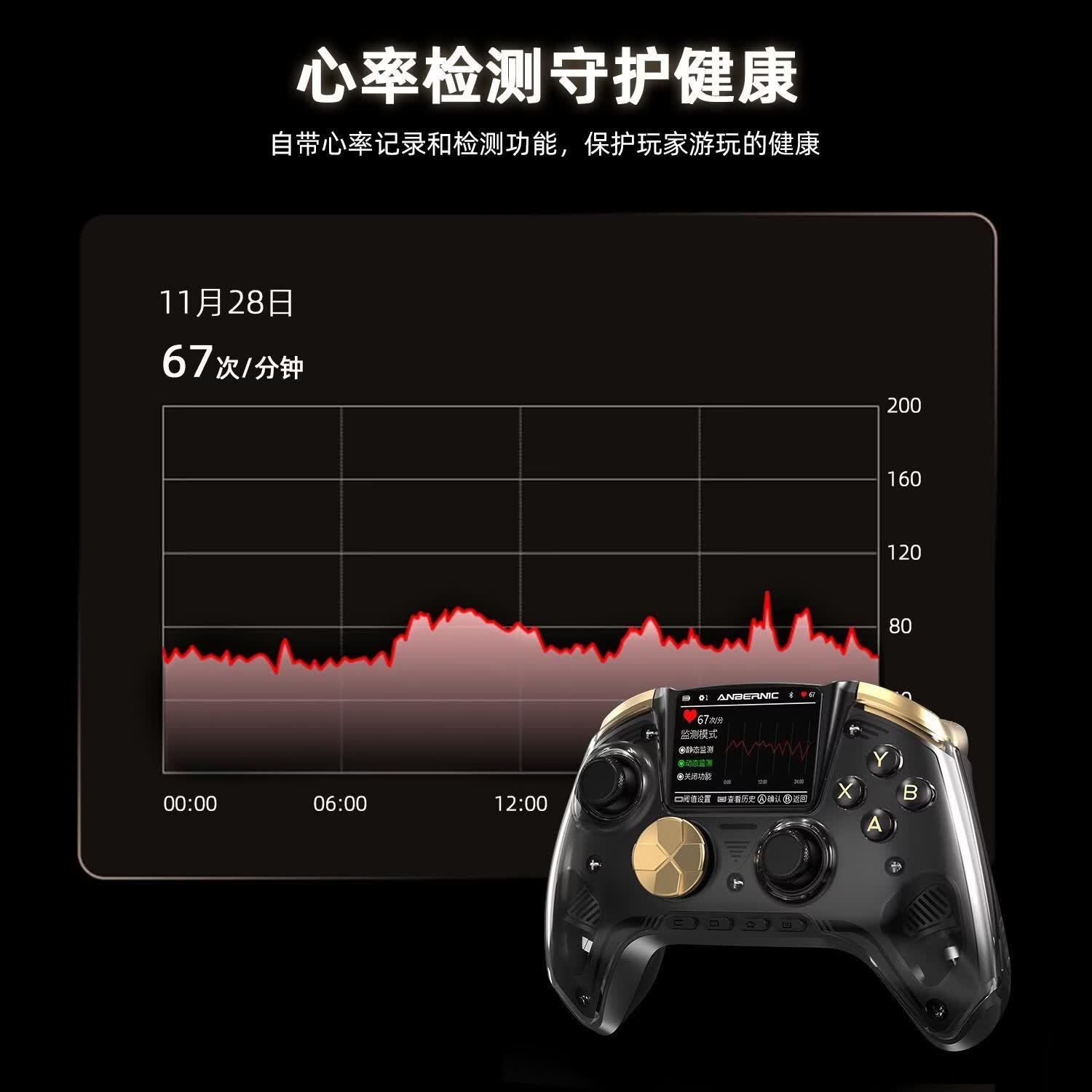 安伯尼克RG G01智控游戏手柄无线连接电脑PC手机游戏机NS Switch2 Steam双切扳机震动心率检测 白色
