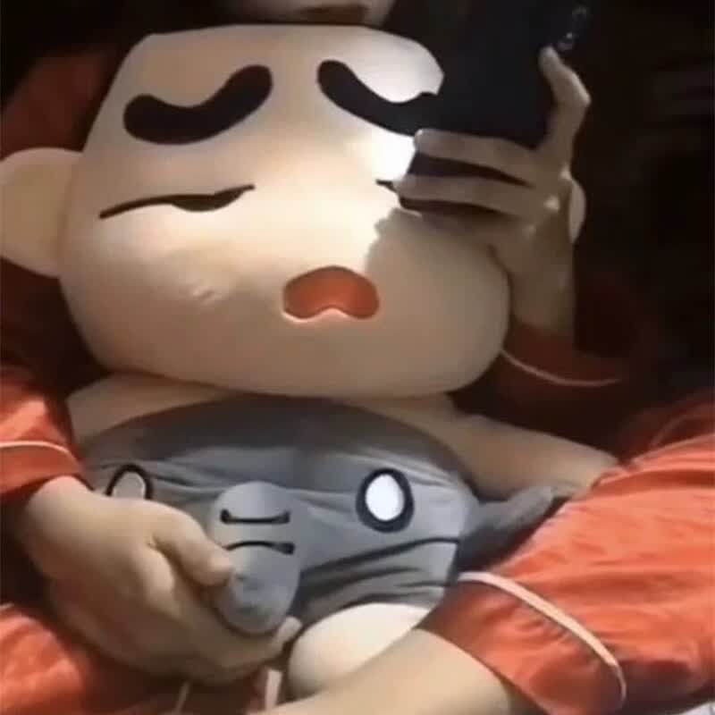 娃娃抖音卡通少女生日礼物儿童男女孩玩偶生日礼物新年礼物 灰色眯眼