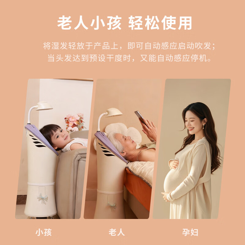 SYCM 三友创美卧式懒人吹风机家用智能干发器纳米护肤秒干解放双手神器女生专用【正品】 典雅白色 居家版(高配-不含躺椅)