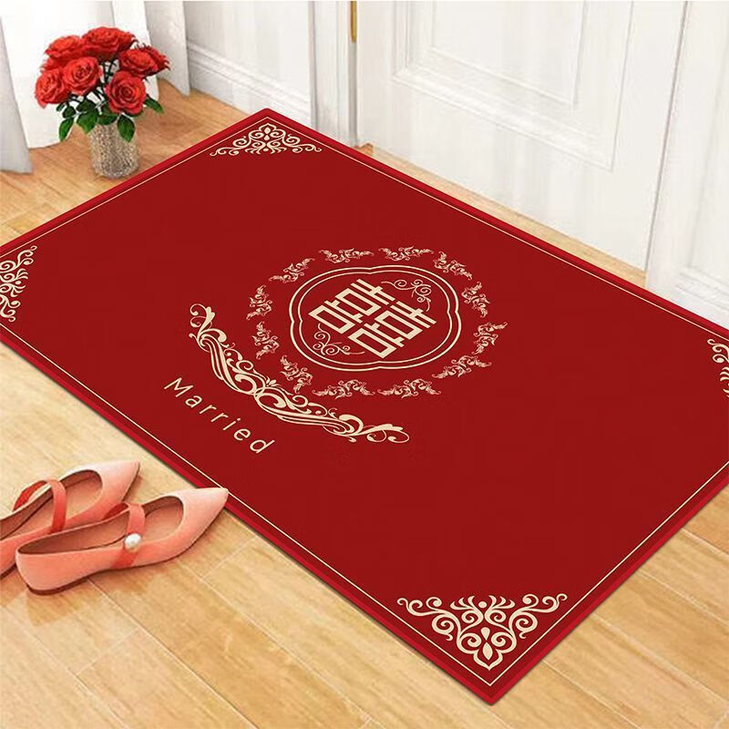 安思巡结婚进门垫婚房装饰脚垫家用中式喜字红色喜庆入户门卧室踩脚垫子 龙凤呈祥品质新婚 80X120cm入户门推荐款