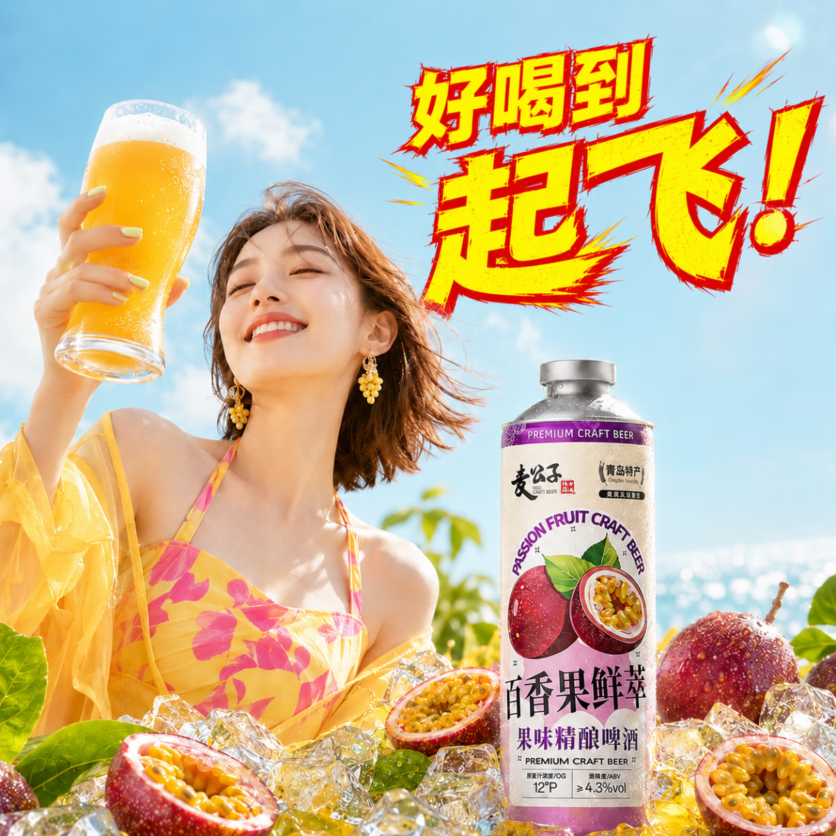 麦公子青岛特产麦公子精酿原浆啤酒黄啤白啤全麦百香果啤酒整箱礼盒装 麦公子系列 百香果鲜萃 果味精酿 1L 6桶 礼盒装