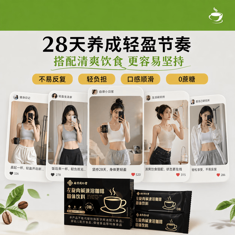 南京同仁堂左旋肉碱黑咖啡0糖0脂0卡减肥减脂瘦身高效代谢燃脂黑咖啡代餐 左旋肉碱黑咖啡 25条*1盒 【轻松享廋】