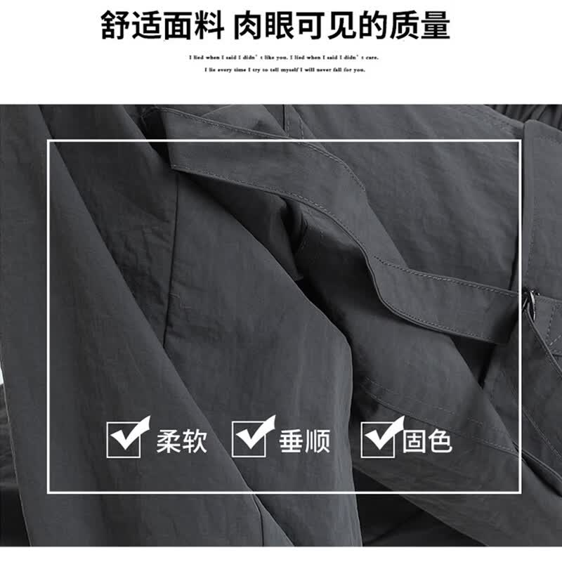 自由系工装裤女2026新款冲锋小个子冰丝阔腿裤子夏季薄款速干登山运动裤 浅灰 XL (建议126-145斤)