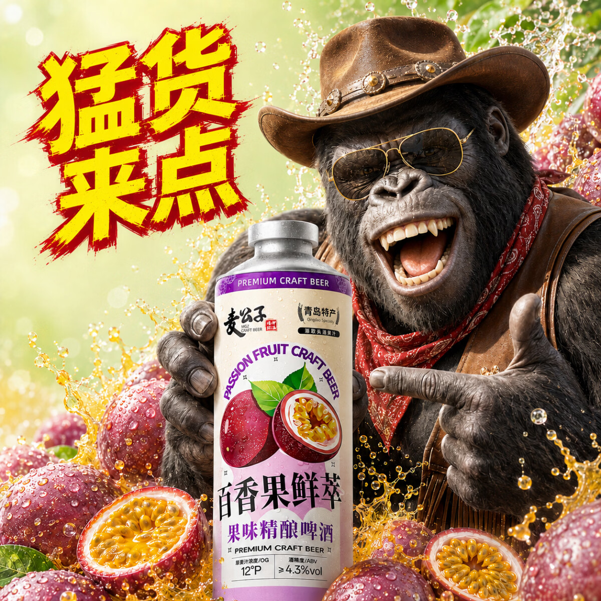 麦公子青岛特产麦公子精酿原浆啤酒黄啤白啤全麦百香果啤酒整箱礼盒装 麦公子系列 百香果鲜萃 果味精酿 1L 6桶 礼盒装