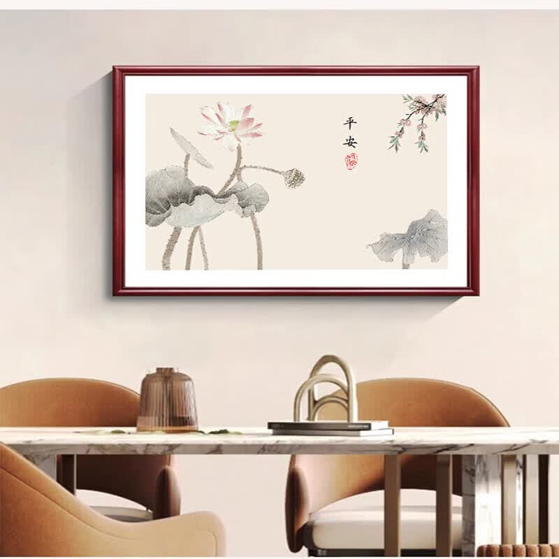 画解新中式实木电表箱装饰画免打孔电闸遮挡盒中式壁画餐厅配电箱挂画 高风亮节 横100cmX竖60cm用于90cmX50cm表箱 红褐色【实木画框】瓷砖墙面请备注 上掀盖款